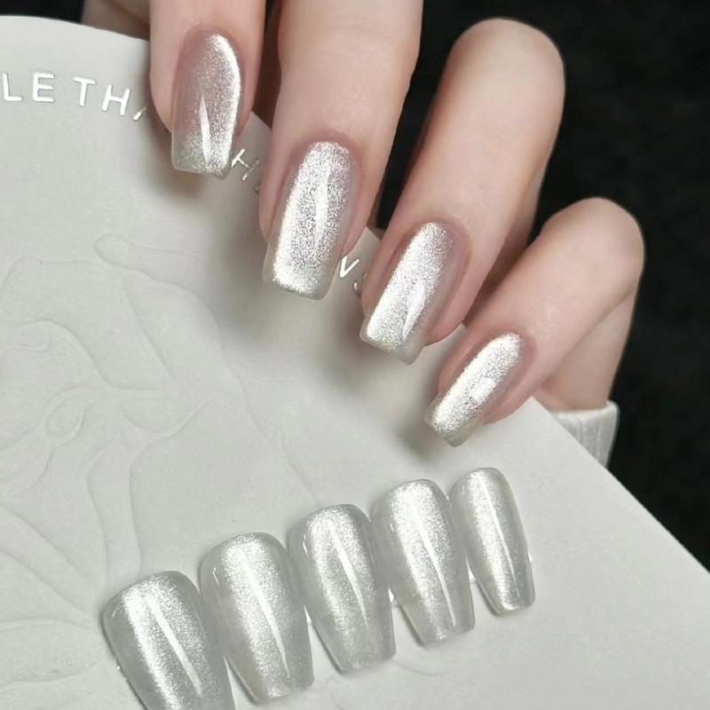 俫姿镜面瓷白猫眼指甲油胶2024秋冬网红爆闪月光晶石显白美甲胶