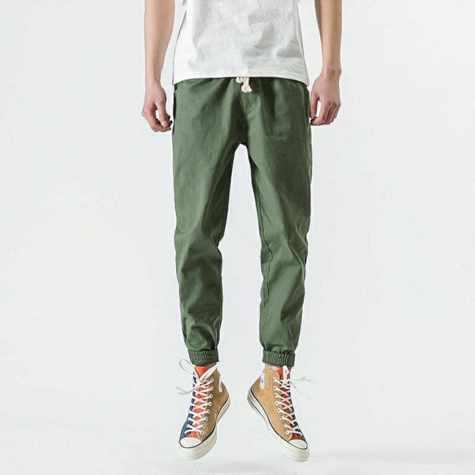 Primavera y otoño pantalones de trabajo de hombre japoneses de estilo casual, estudiantes de estilo coreano, marca de moda Harun, pantalones de cierre delgados de color sólido
