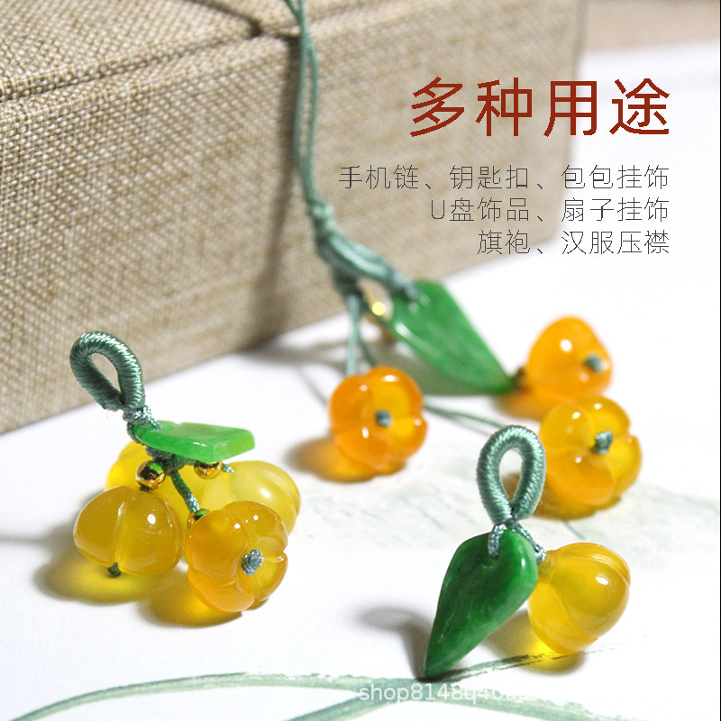 Yellow Chalcedony Osmanthus Flower Handmade Woven Agate Flower Bud Bracelet DIY Hand Rope Small Pendant Wholesale 2024 Summer New Product