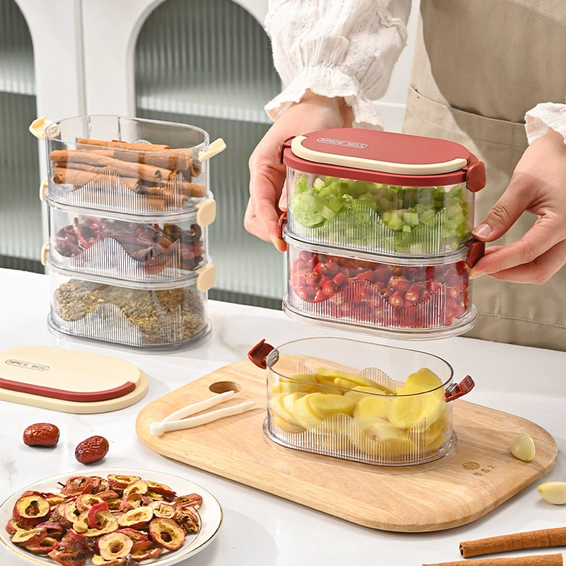 Коробка для хранения специй,盒盒 keep fresh, бытовая кухня анис, перец, звездчатый анис, сухой чили, многокамерная многоярусная герметичная банка для специй