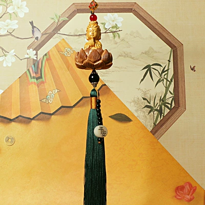 Pendant Car Bodhi Lotus Car – Car hanging - long-tassel-guanyin-pendant-green