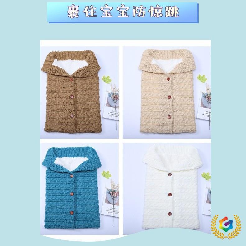✅工厂现货春秋冬针织睡袋婴儿睡袋襁褓推车睡袋纽扣加绒加厚防踢