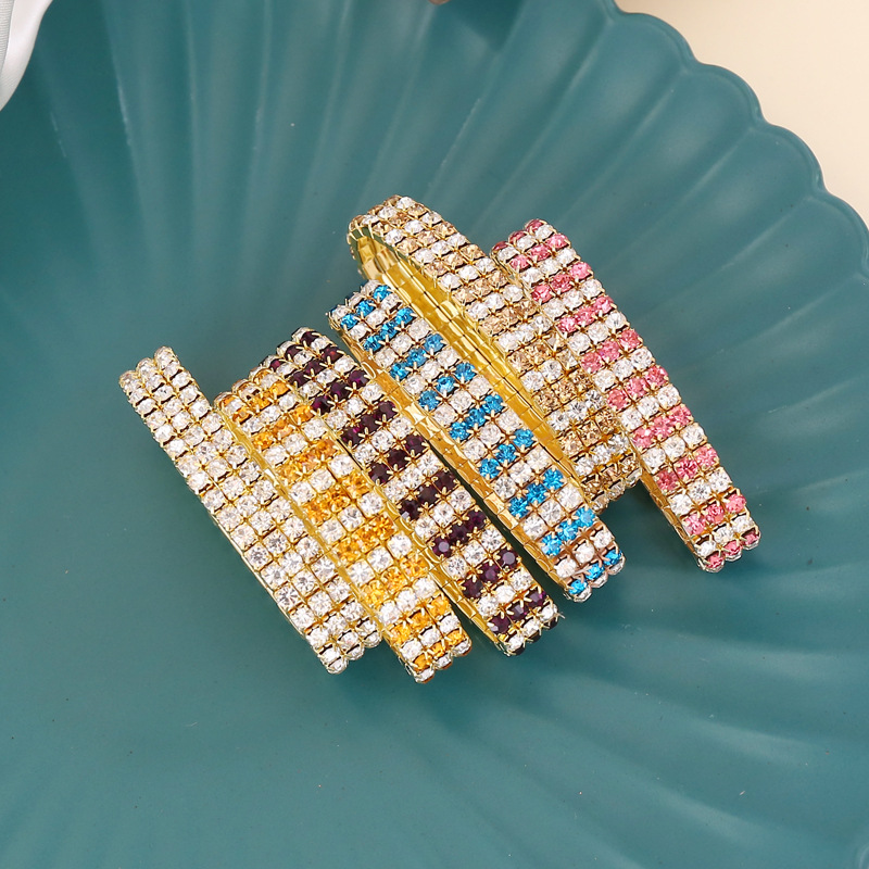 Retro Multi-color Diamond Elastic Bracelet display picture 12