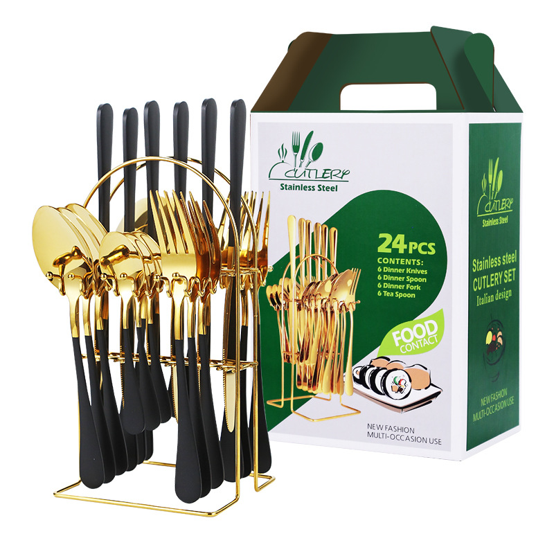 Conjunto de 24 piezas de oro negro-caja verde