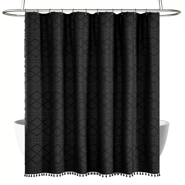 Cross-border Explosive Shower Curtain Bohemian Cut Flower Waterproof Shower Curtain Thickened Solid Color Hotel Bathroom Shower Curtain