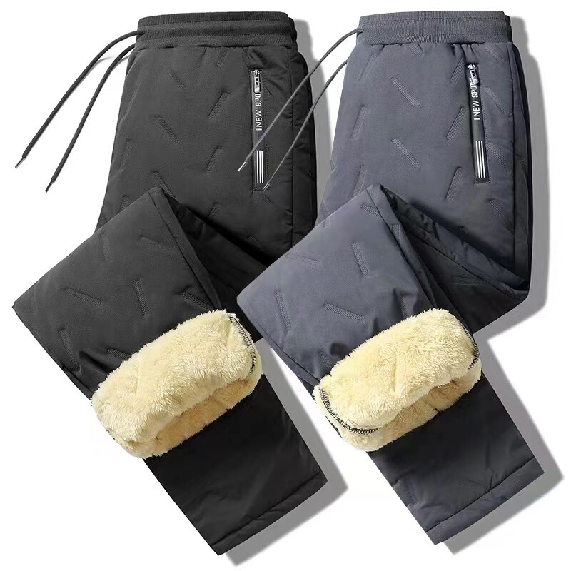 Cross-Border Fleece-Lined Thickened Cotton Pants for Middle-Aged and Elderly, Warm Long Pants, Lamb Fleece Casual Pants with Cuffs, Elderly Men's Pants Cross-Border Fleece-Lined Thickened Cotton Pants for Middle-Aged and Elderly, Warm Long Pants, Lamb Fleece Casual Pants with Cuffs, Elderly Men's Pants