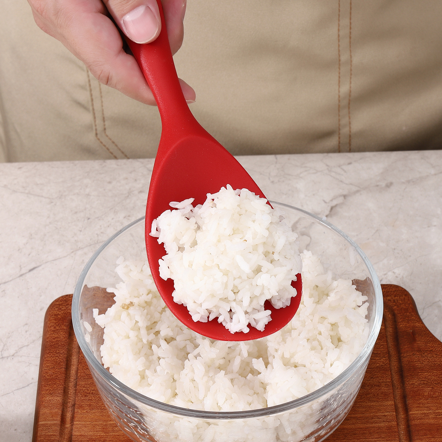 Non-Stick Rice Spoon for Rice Cooking, Food-Grade High-Temperature Resistant Silicone Rice Spoon, Non-Stick Rice Spoon for Rice Cookers
