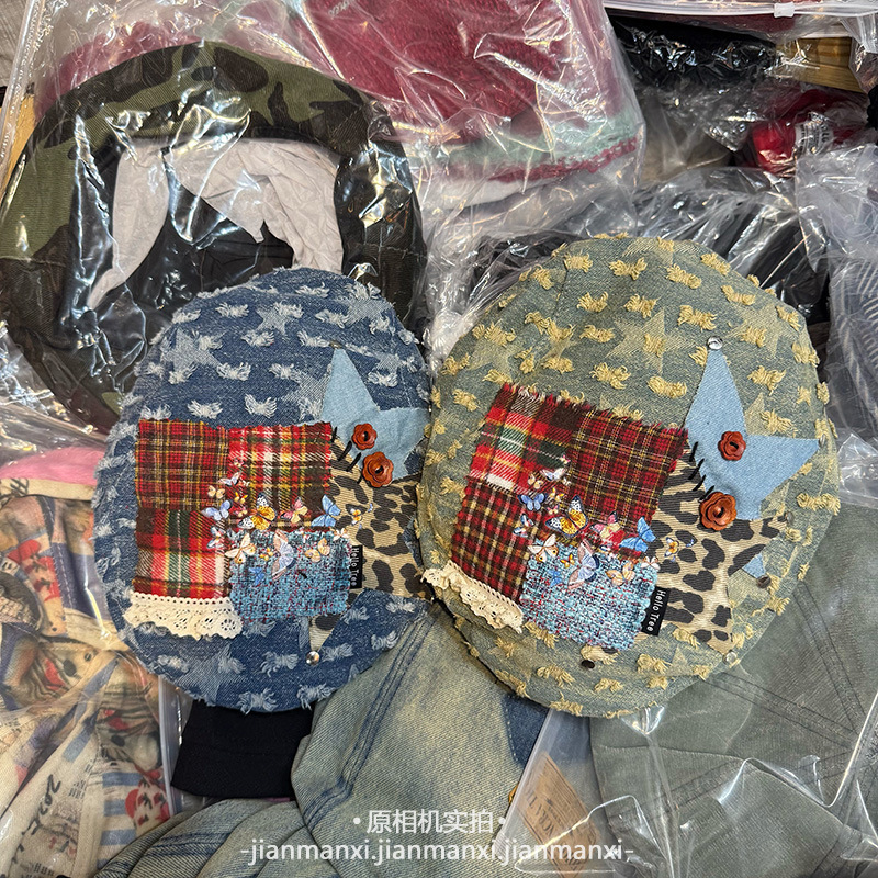 重工水洗牛仔贴布前进帽子女秋冬新款韩版韩国洋气Y2K鸭舌帽批发|undefined