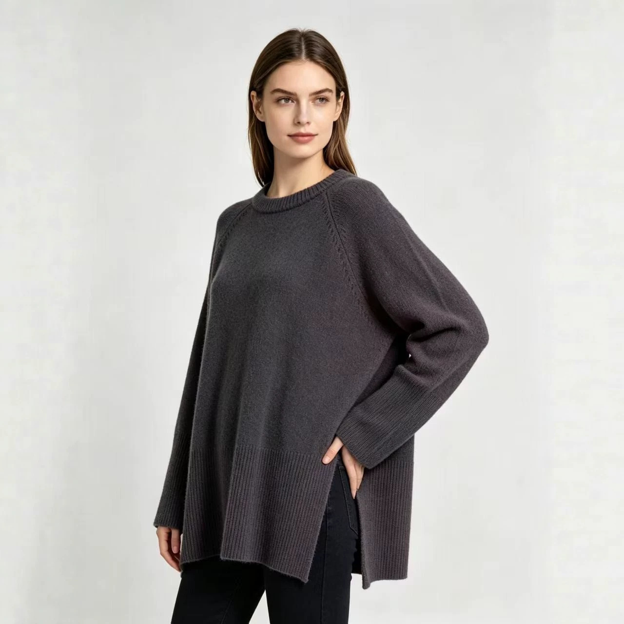 Lazy Style Round Neck Loose Plus Size Women's Clothing Autumn and Winter New European and American Style Cross-Border Amazon Knitted Pullover Sweater for Women
