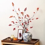 南蛇藤花红果发财果浆果串串果假花客厅插花干花摆件新中式侘寂风