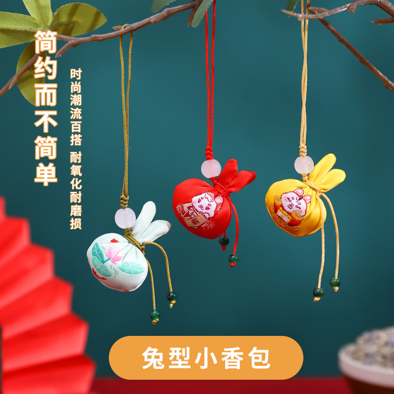 Persimmon Ruyi caramelo conejo bolsita Persimmon bolsita bendición portátil mini bolsita adornos regalo colgante