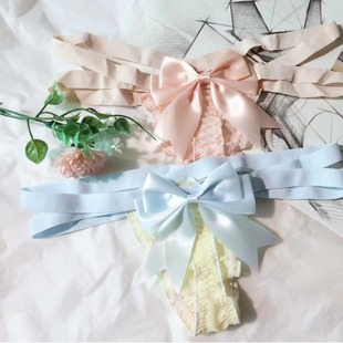 Sexy cross-strap chiffon bow cotton crotch women's thong