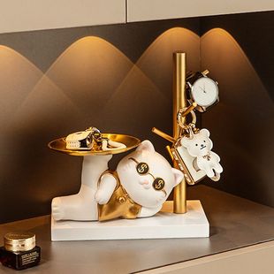 Entrance Lucky Cat Key Storage Ornaments Entry Shoe Cabinet Desktop Storage Rack Decoration Home High-End Living Room Furnishings