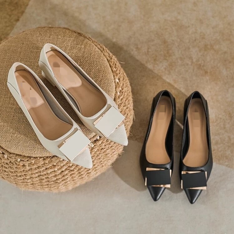 Pointed Toe Square Buckle Chunky Heel Women's Shoes 2026 Autumn New Mid-Heel Elegant Professional Work Shoes Black High Heels for Women Pointed Toe Square Buckle Chunky Heel Women's Shoes 2026 Autumn New Mid-Heel Elegant Professional Work Shoes Black High Heels for Women