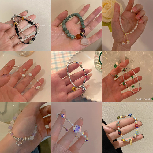  New Trendy Pearl Dopamine Bracelet Women's High-end Niche New Chinese Style Beaded Crystal Bracelet Wholesale