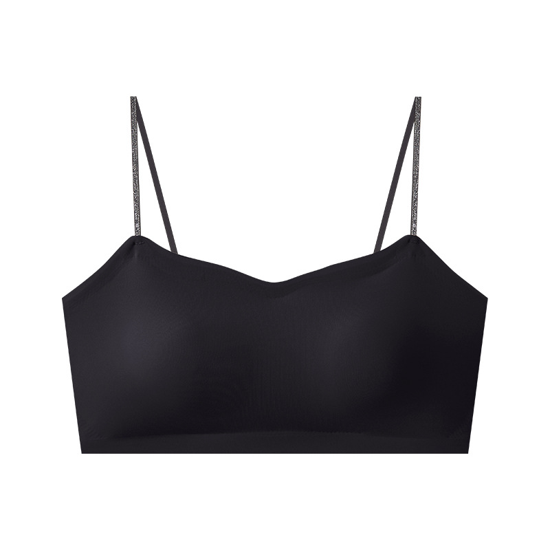 Ropa interior de tubo con tirantes finos para hombros descubiertos para mujer, estilo fino de verano, pecho pequeño, estudiantes universitarios, base líquida invisible, sujetador femenino