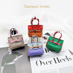 Mini H Home Plaid Platinum Bag Charm Cute Earphone Bag Red Car Keychain Purse Accessory Coin Purse