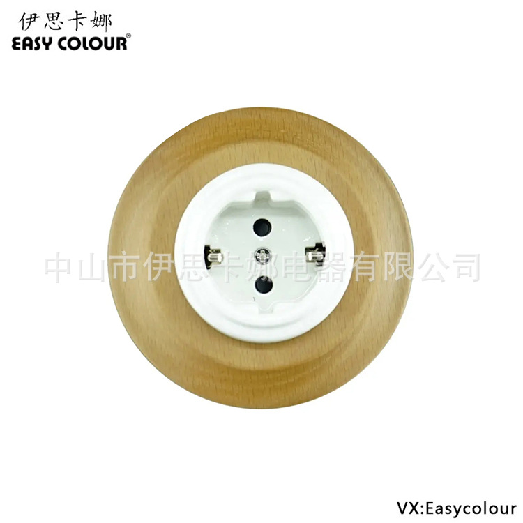 电器欧洲复古瓷墙插座带木框