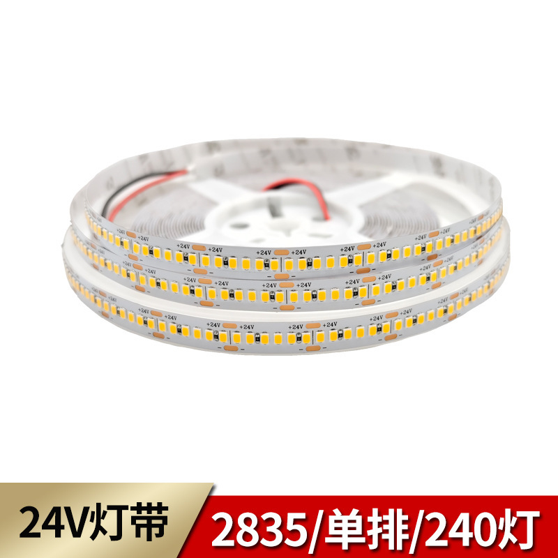 Led Strip Light 12V 24V 2835 Single Row 240 Lights 10mm Electroplated Board High Brightness High Definition Self-Adhesive Linear Flexible Light Strip