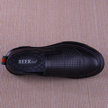 外贸男鞋休闲鞋真皮镂空打孔夏季厚底套脚头层牛皮耐磨宽脚洞洞鞋