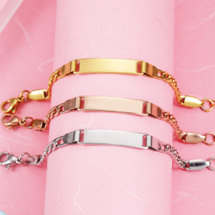 Foreign trade new personalized fashion children's gift European and American style bracelet stainless steel laser lettering children's bracelet