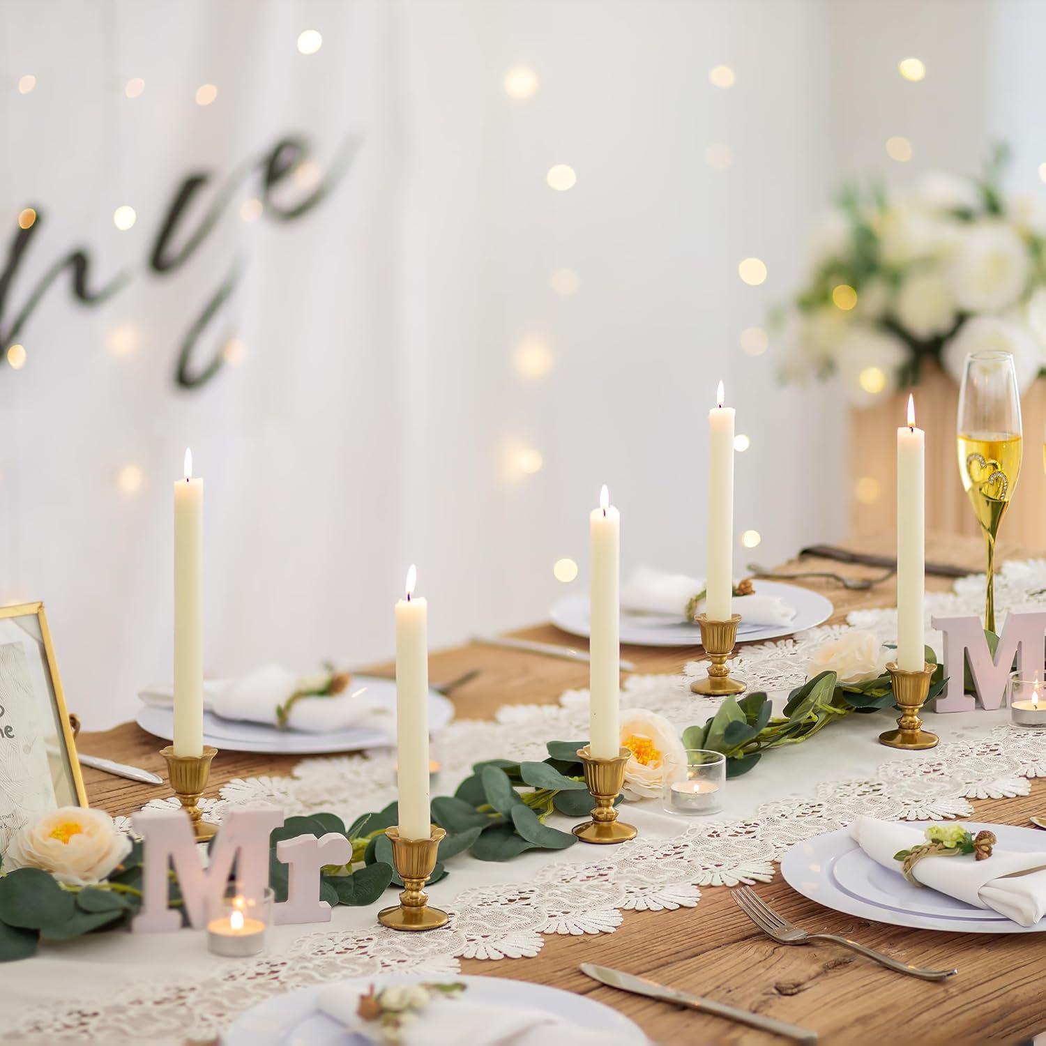 Candelaria europea cónica dorada adecuada para decoración central de la mesa de comedor boda recepción festivales decoración navideña