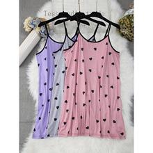 A 24425 Heart print camisole nightdress set ����ӡ��ײɫ����
