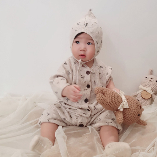 Korean Version Climbing Suit Minicowmother Children's Pajamas Newborn Bodysuit Air Conditioning Suit for Infants and Toddlers