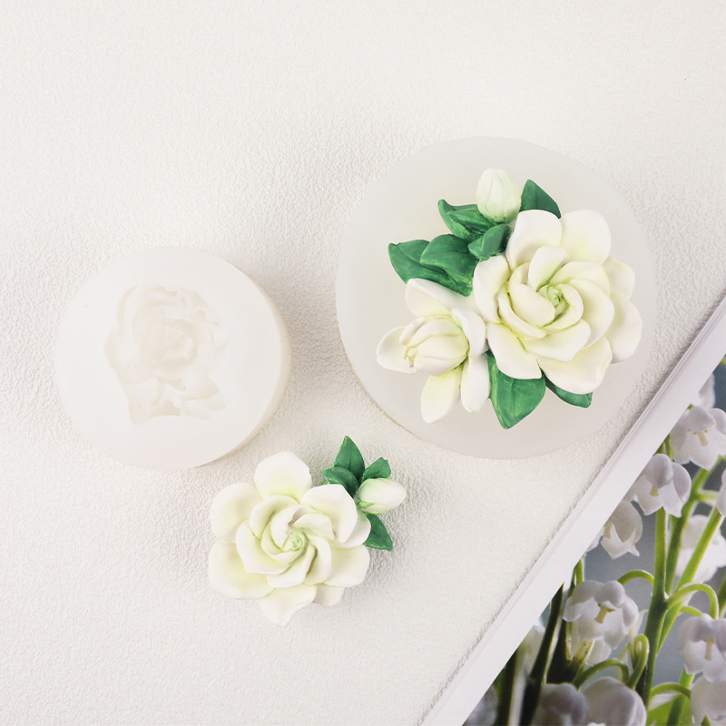 Gardenia tridimensional flor decoración molde de silicona DIY decoración de la torta resina epoxi molde de yeso