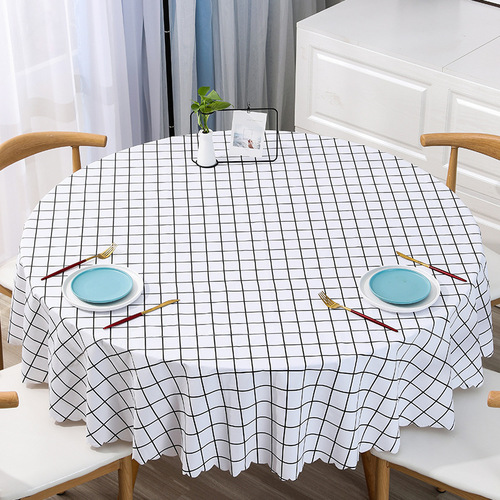 European-style round tablecloth wholesale waterproof oil-proof dining tablecloth for hotels, restaurants, large round table placemats checkered fabric
