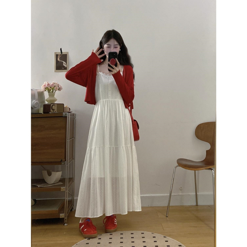 여름철 여성용 플러스 사이즈 패션 정장 드레스, 배형 몸매 드레이프 서스펜더 스커트, 뚱뚱한 여자 슬리밍 스커트 투피스 세트