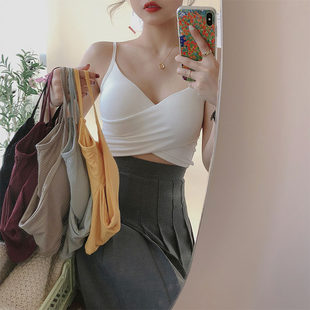 (Cross-border trading), sexy base short tank top, T-shirt, beautiful back, Korean style, internet celebrity, for small vest
