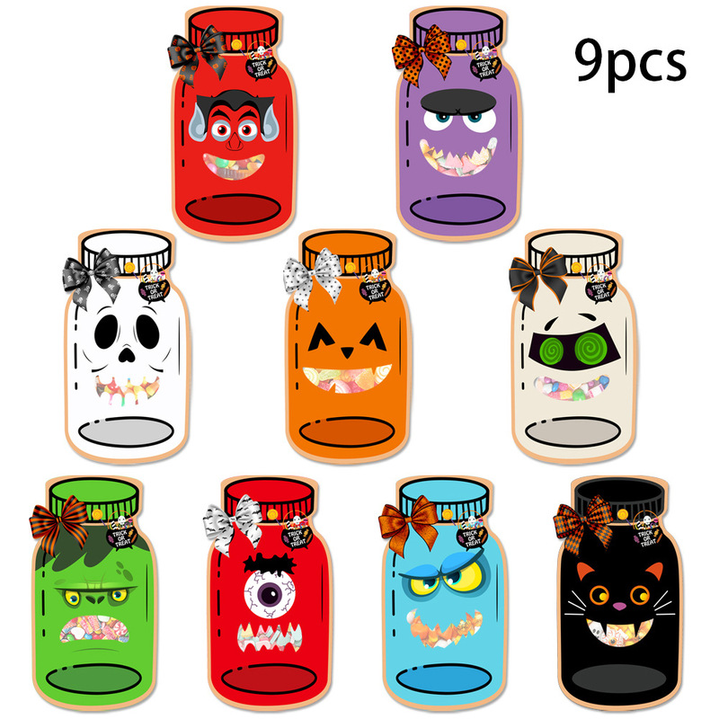 Amazonの新しいハロウィーンをテーマにしたパーティークリエイティブジャースタイルの紙製キャンディ包装カードシーリングバッグ|undefined