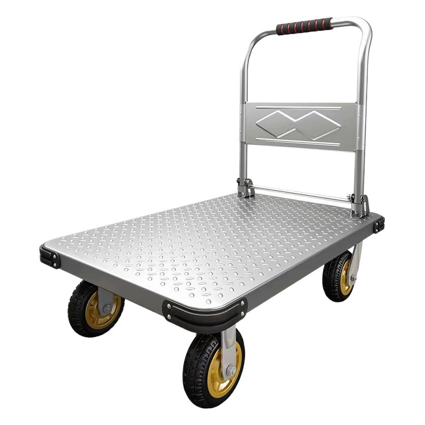 Тележка маленькая тележка плоская тележка бесшумная складная тележка колесо большая тележка утолщенная железная стальная пластина прицеп