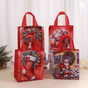 Santa Claus Packaging Bag Christmas Non-Woven Party Handbag Christmas Eve Gift Bag Candy Shopping Packaging Bag