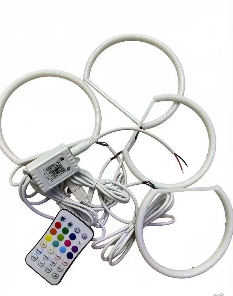 Car modification COB cotton light Angel eye aperture 131mm146mm half circle day running light two-color RGB aperture