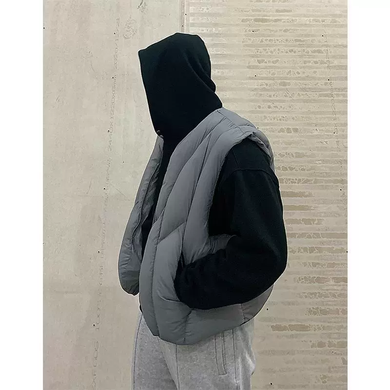 Мужской теплый свободный жилет ANYWEAR с линейным разрезом, осенне-зимний, в стиле деконструкции, из нейлона и хлопка