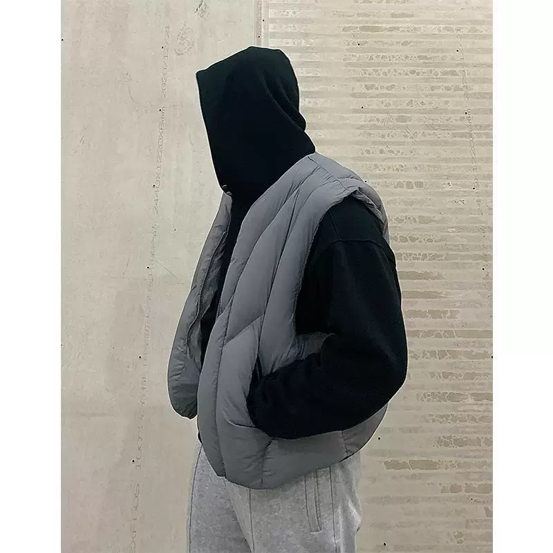 Мужской теплый свободный жилет ANYWEAR с линейным разрезом, осенне-зимний, в стиле деконструкции, из нейлона и хлопка