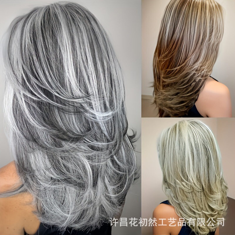 Foreign Trade In-Stock High-Gloss Blonde Wig, Women's Long Layered Wig, Wavy Wig, Synthetic Wig