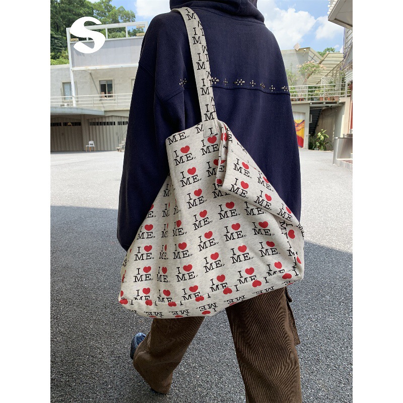 Sleep at 11 Commuting Age Reduction Easiest for Match Letter Love Print Large Capacity Lightweight Casual Portable Shoulder Bag