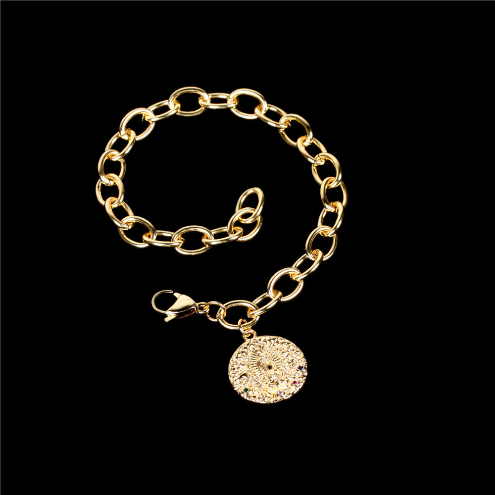 New Fashion Diamond Round Pendant Necklace Bracelet Set display picture 14