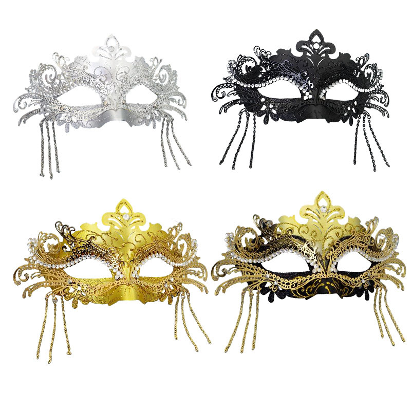 Transfronterizo especial con diamantes frangulares, máscaras de mitad de cara, fiesta de Halloween, accesorios de hierro forjado de alta calidad.