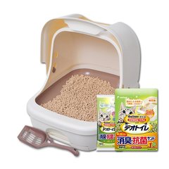 佳楽滋全閉鎖猫砂盆日本輸入二重大猫トイレ消臭珠紙尿パッドゼオライト