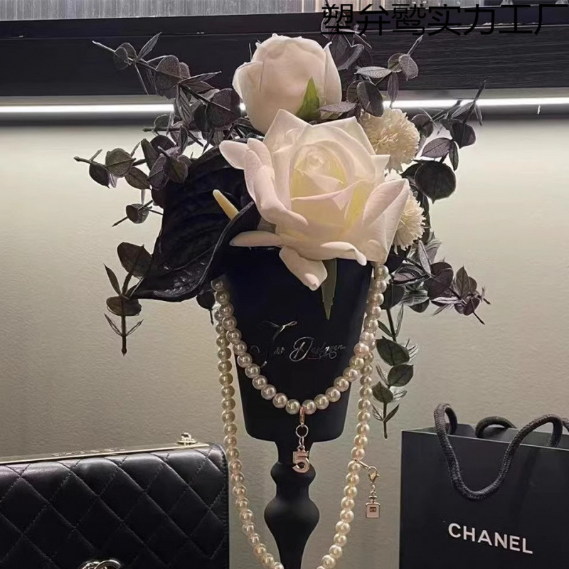 Xiaoxiangfeng ハイエンドローズ造花造花ブーケセットダイニングテーブルシルクフラワーリビングルーム装飾花瓶花装飾品|undefined