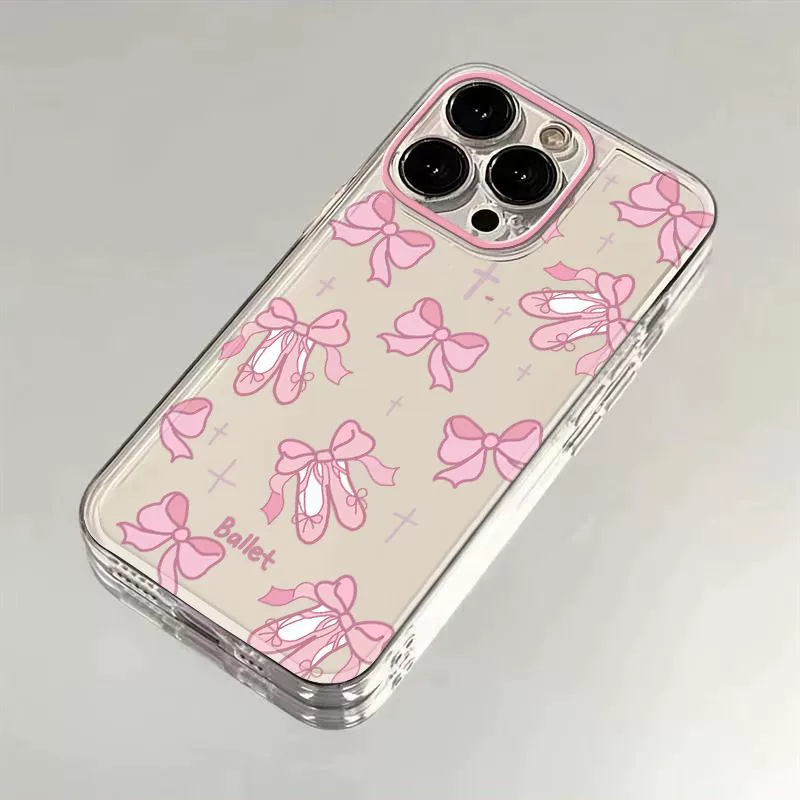 Мультяшный чехол для телефона совместимый с Apple Pro с бантом, космический дизайн, 16 Pro Max
