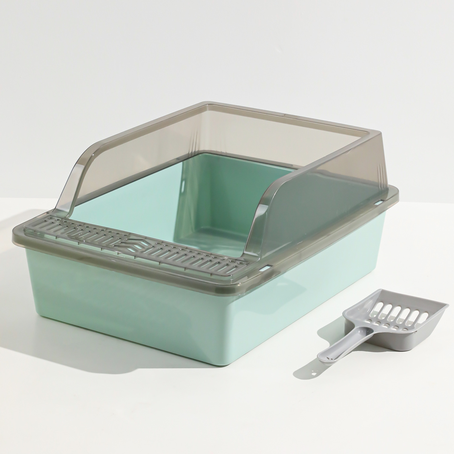 Lavabo de arena para gatos, inodoro para gatos semicerrado de gran tamaño, cerca alta, palangana de heces para gatos, palangana de arena para gatos, suministros para mascotas para gatos