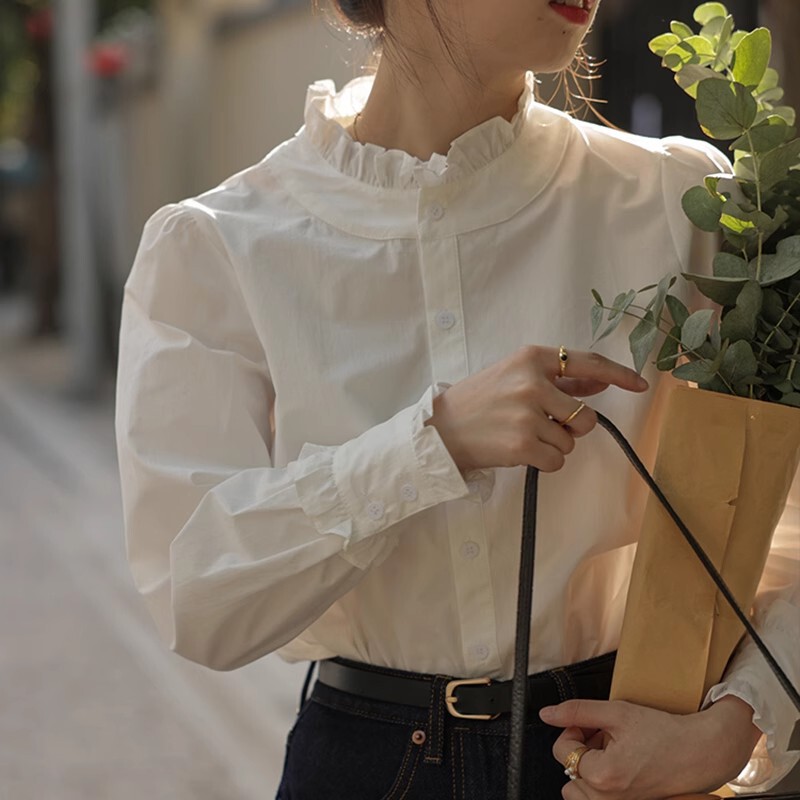 Spring and Autumn 2024 Elegant Llace Collar Shirt Women's Thin Workplace Solid Color All-match Inner Shirt Top Spring and Autumn 2024 Elegant Llace Collar Shirt Women's Thin Workplace Solid Color All-match Inner Shirt Top