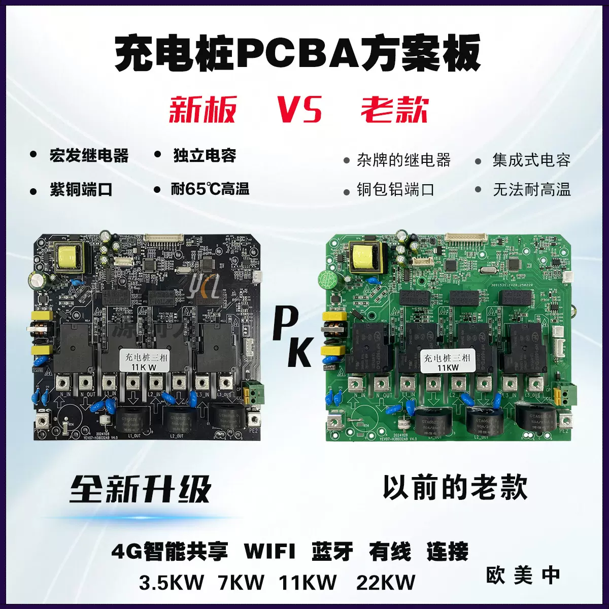 交流充电桩主板7KWPCBA板11KW22KW控制模块4G扫码WIFI电路板汽车1