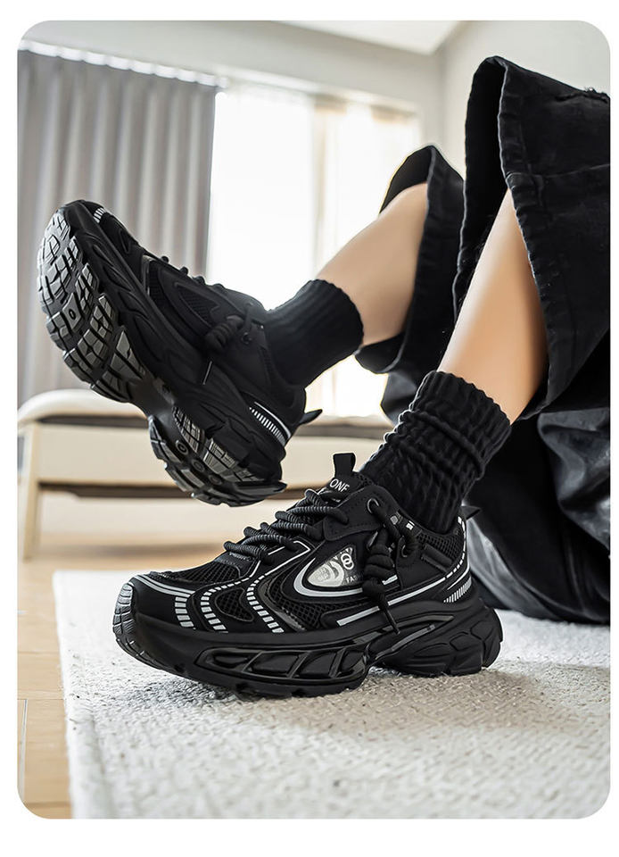 Giày sneaker dad shoes nam cỡ lớn, thân lưới thoáng khí, đế dày tăng chiều cao, gót 3–5 cm — D 71m Thẻ, D71 màu đen, D71 xám bạc chi tiết 16