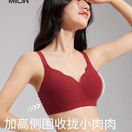 猫人内衣女大胸显小收副乳提拉防下垂软支撑无痕文胸罩少女文胸